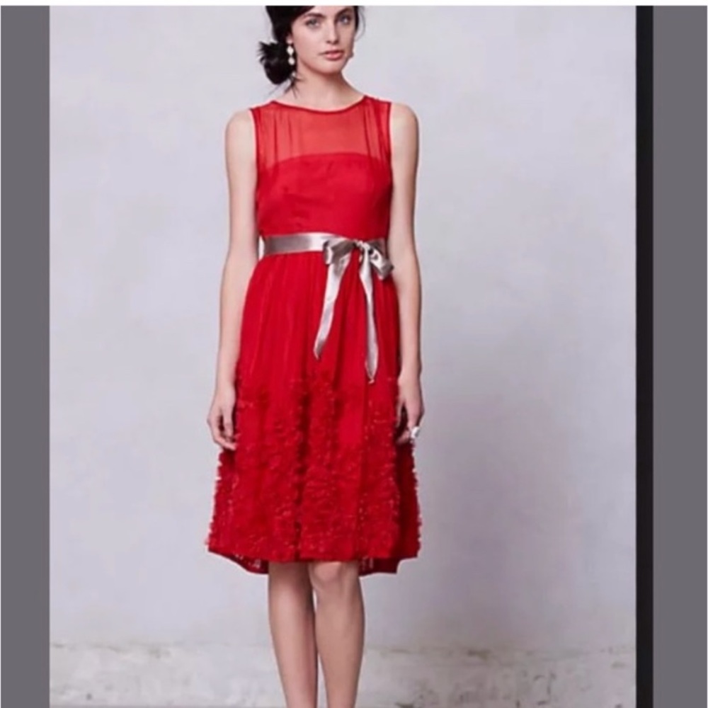 Anthropologie Caridad Red Silk Dress by Tiny Sz 6